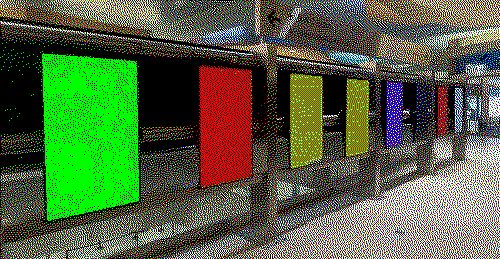 arrival/departure screens at the Phoenix airport solidly lit in various colors